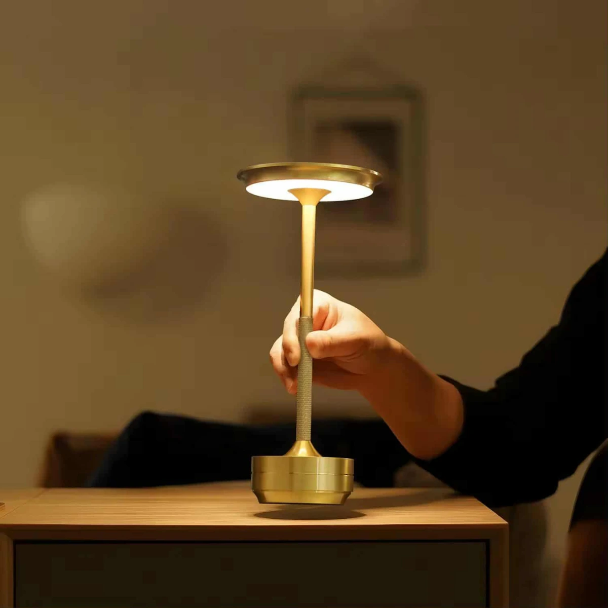 Cordless metal table lamp — detail