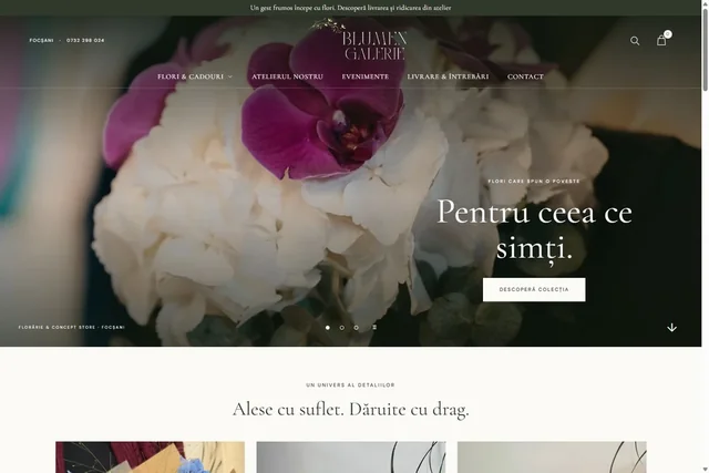 Captură din demo-ul de design Blumen Galerie