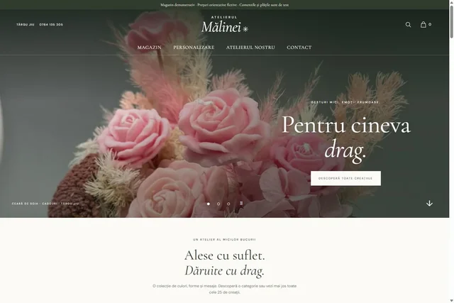 Captură din demo-ul de design Atelierul Mălinei
